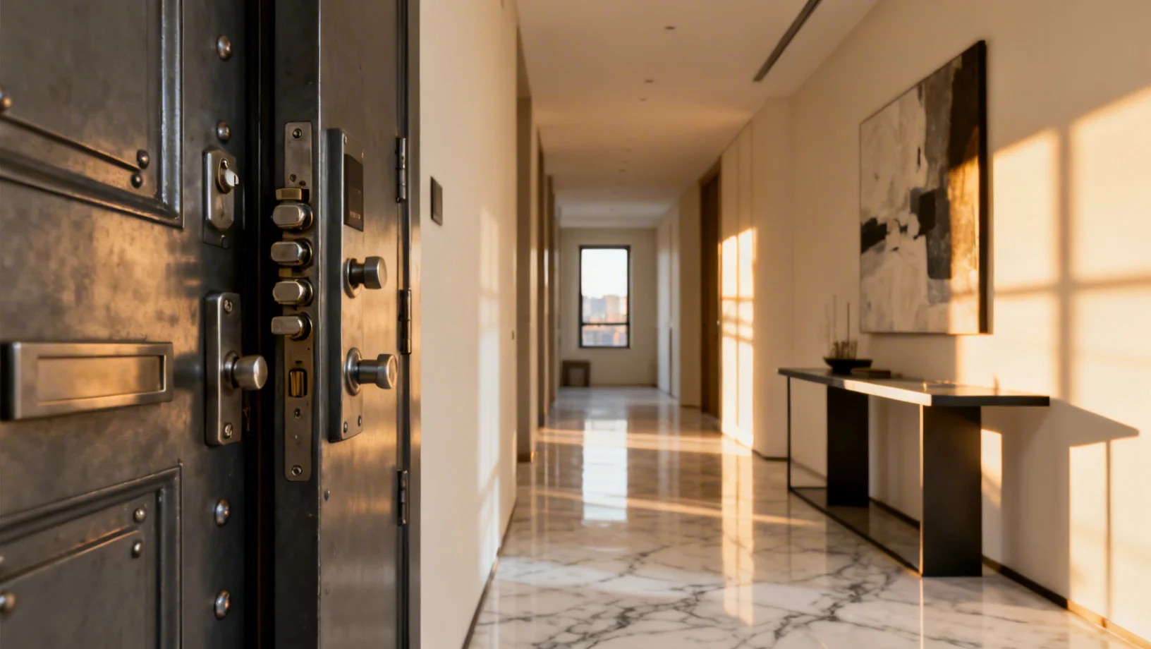 Porte d'entrée renforcée avec serrure multipoints